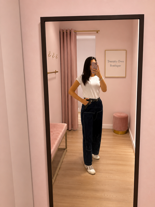 Jeans Work con Cuciture a Contrasto