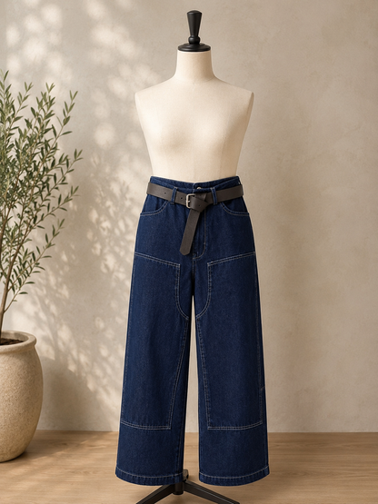 Jeans Work con Cuciture a Contrasto