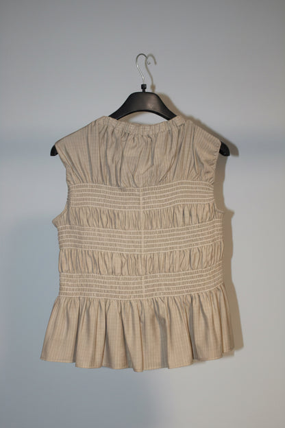 Top Arricciato a Canottiera Elasticizzato — Color Beige