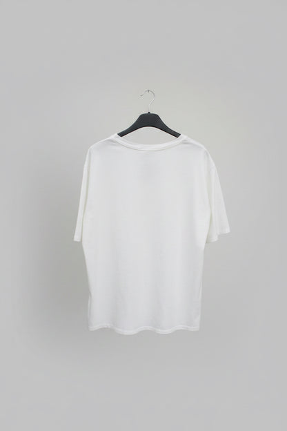 T-Shirt Basic a Manica Corta — Bianco e Coccio, Taglia Unica