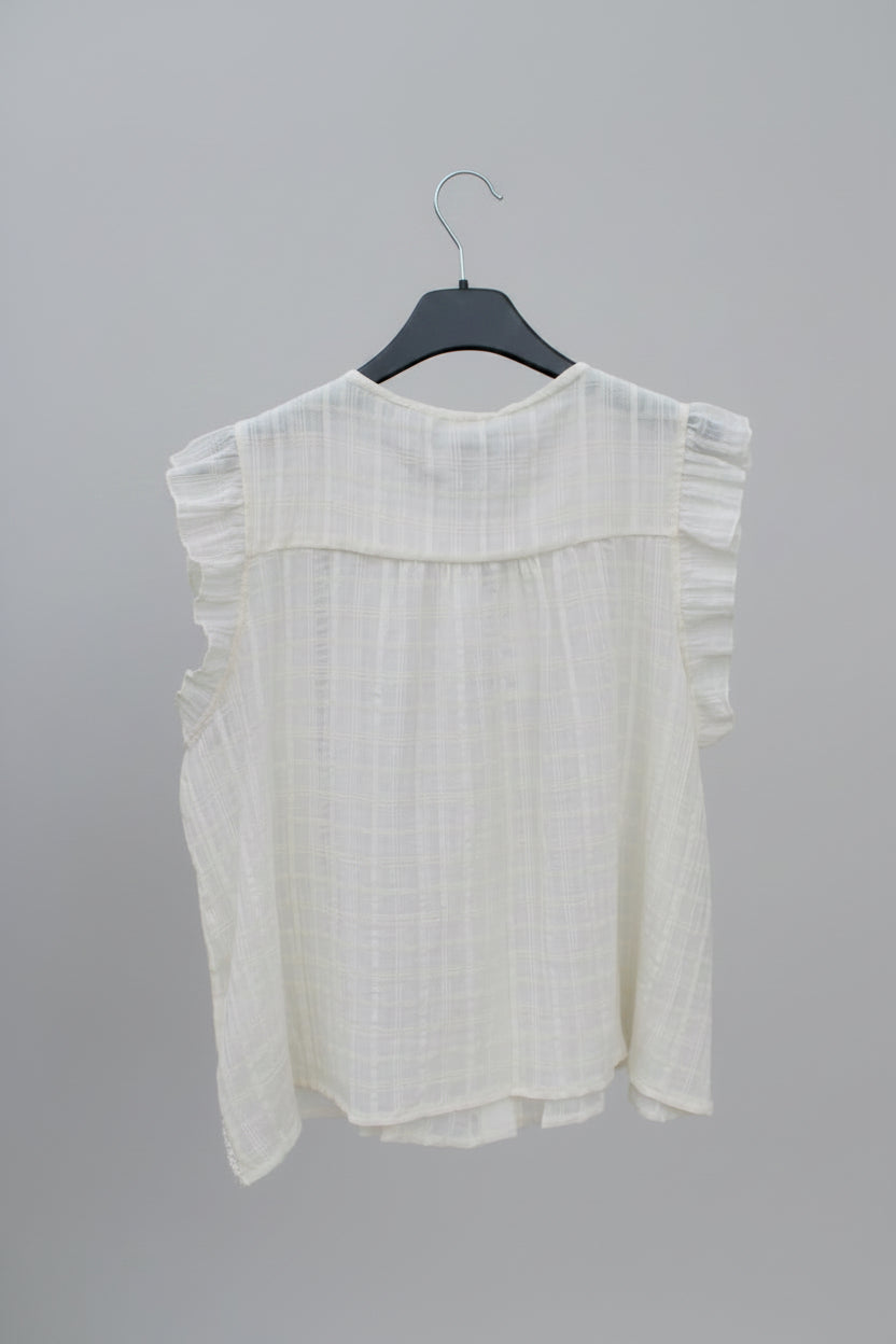 Camicia con Inserti in Pizzo e Bottoni Centrali — Color Latte