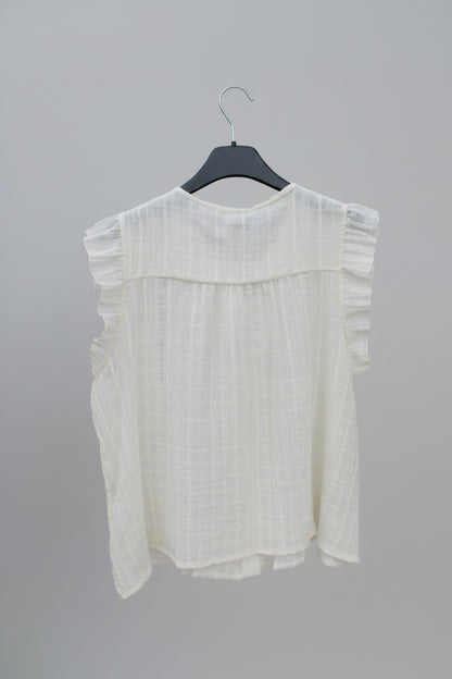 Camicia con Inserti in Pizzo e Bottoni Centrali — Color Latte