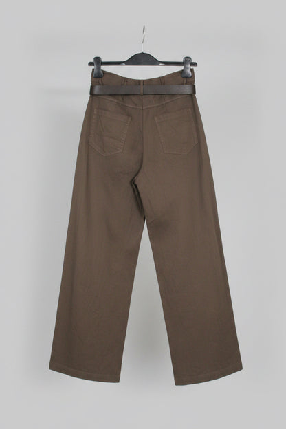 Pantalone a Palazzo con Cintura — Color Moro, 100% Cotone