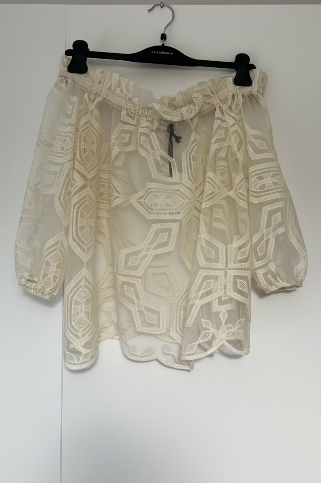 Camicia Sfilza Trasparente con Dettagli — Color Écru