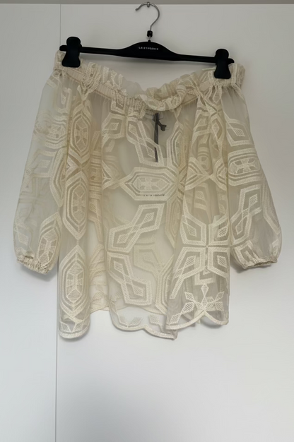 Camicia Sfilza Trasparente con Dettagli — Color Écru
