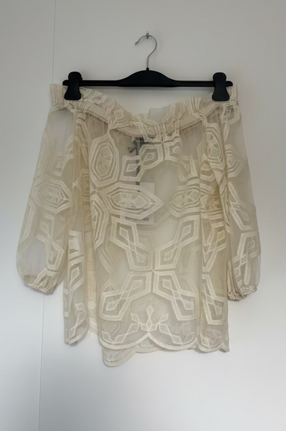 Camicia Sfilza Trasparente con Dettagli — Color Écru