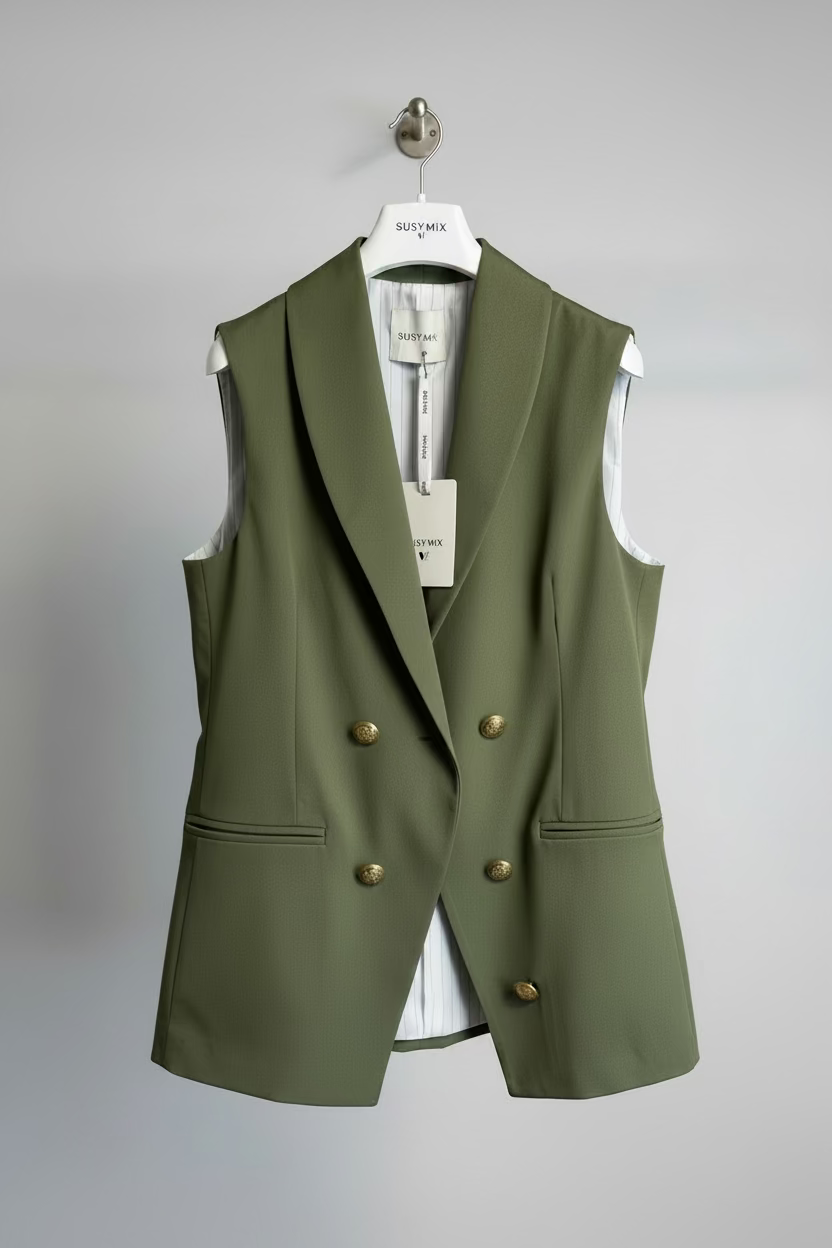 Gilet Lungo Aperto con Bottoni