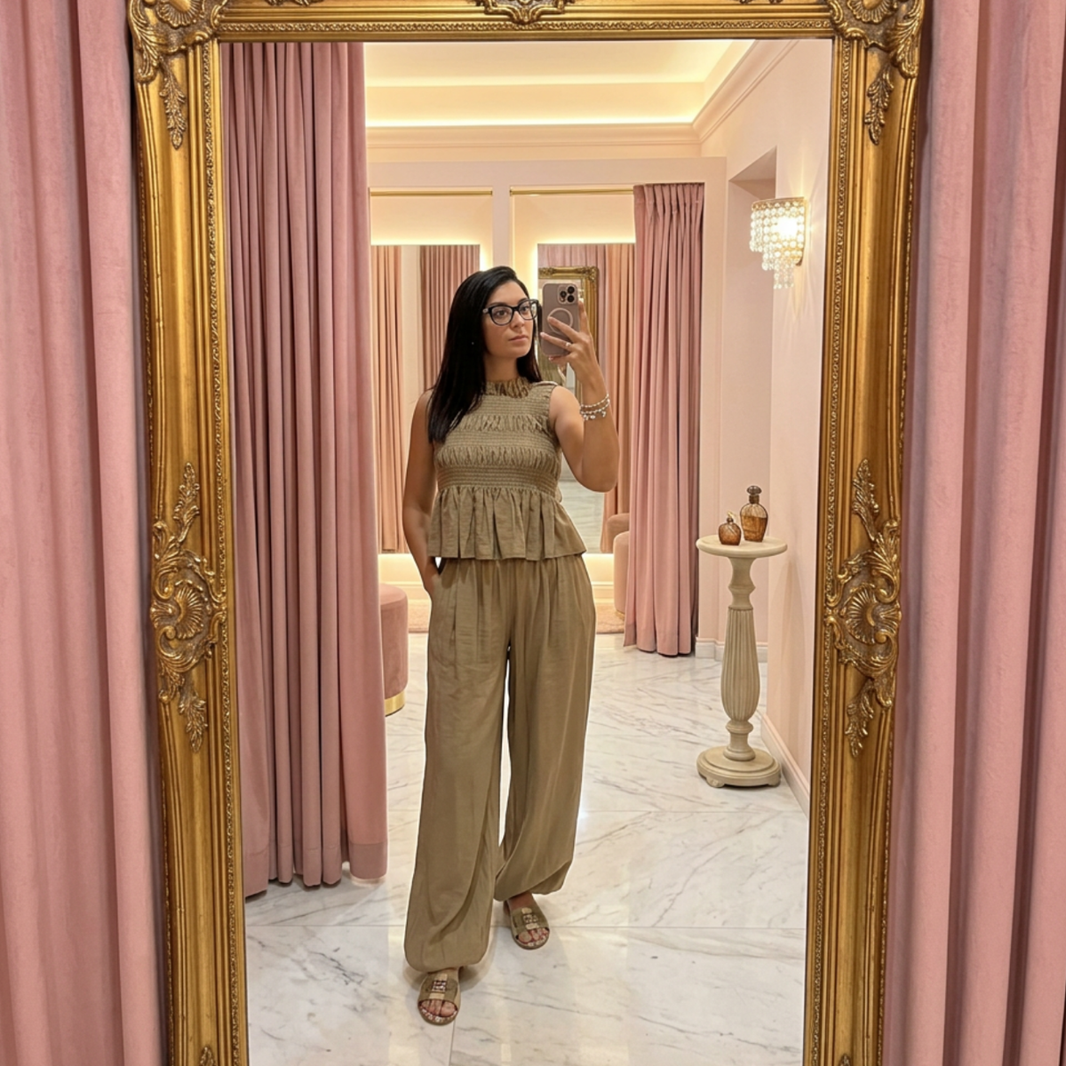 Pantalone Elastico con Elastico alla Caviglia — Color Beige